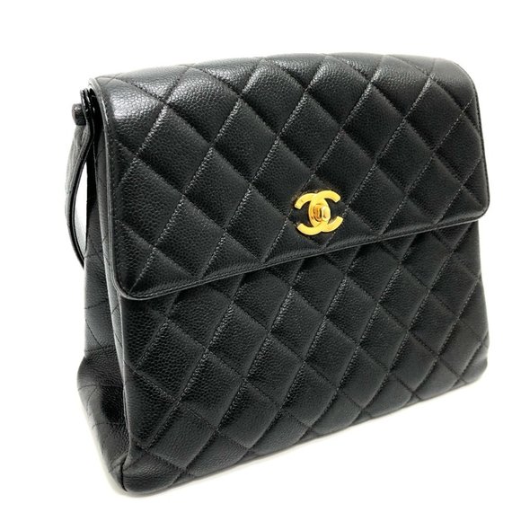 CHANEL Coco Mark Matelasse CC Shoulder Bag in Caviar Leather, Women's, Black - Picture 8 of 16